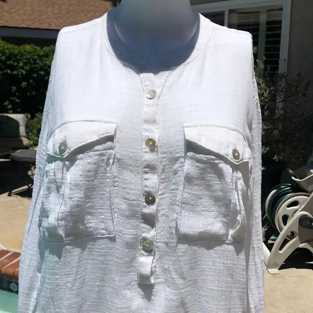 Free People White “Talk to Me” Blouse Sz Sm/P